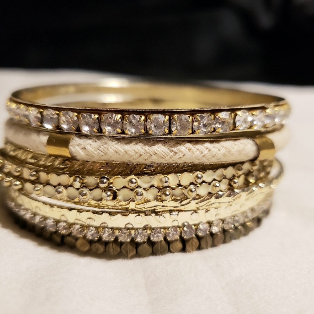 10 bangle set neutral and gold